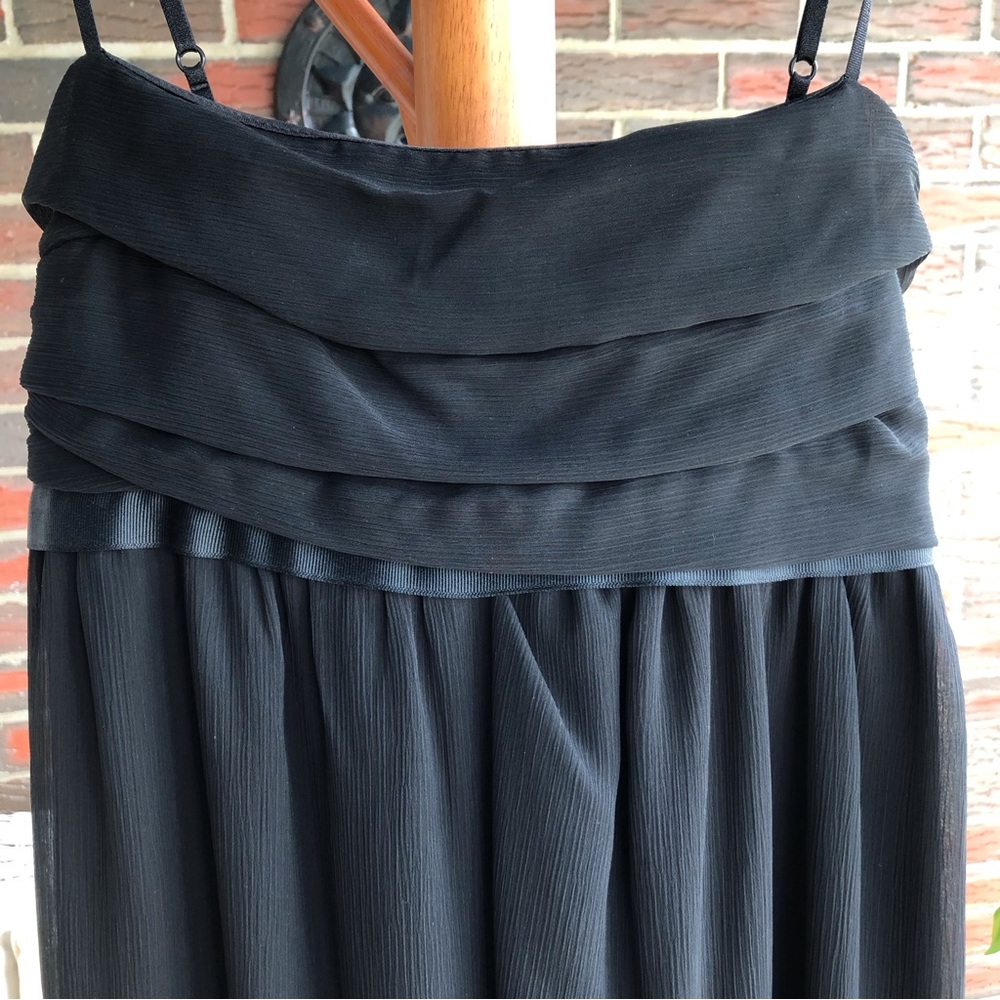 Hot Kiss Black Spaghetti Strap Mini LBD L Grosgrain Ribbon Bow Lined